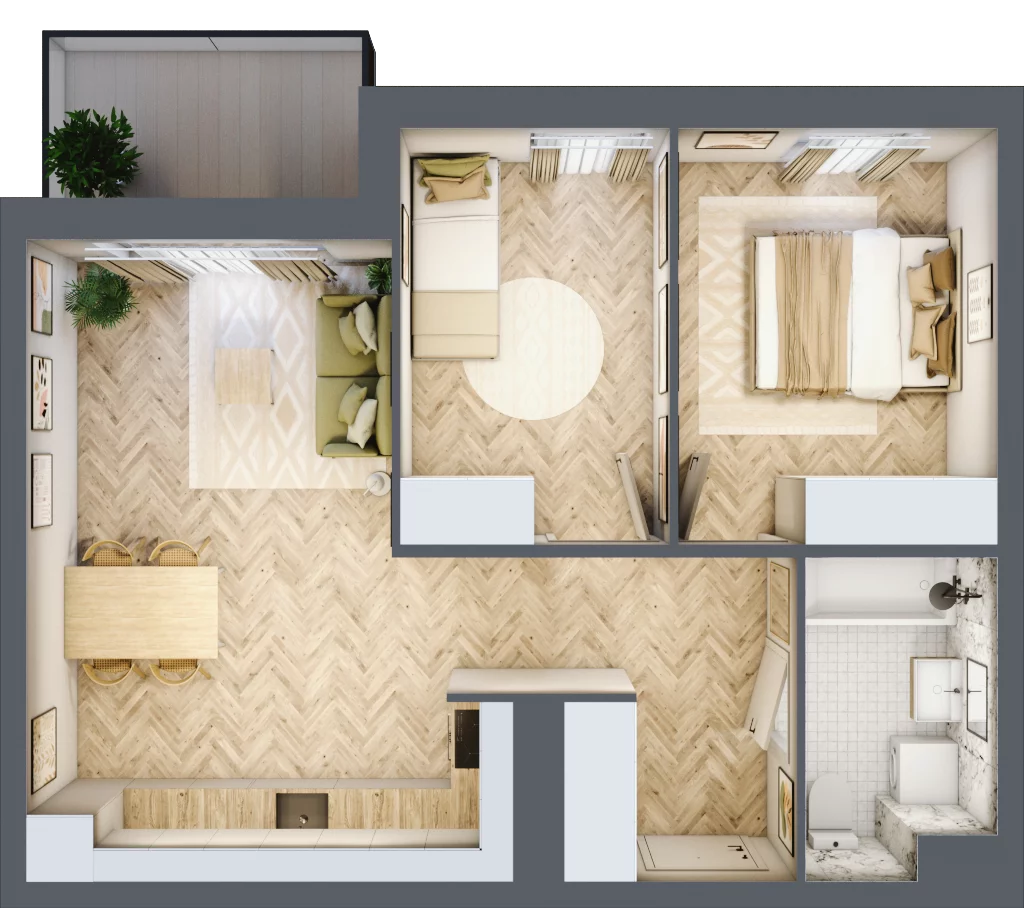 3 pokoje, mieszkanie 52,57 m², parter, oferta nr M.B6.00.25, Osiedle Harmonia, Toruń, Wrzosy, JAR, ul. Strobanda 3-5