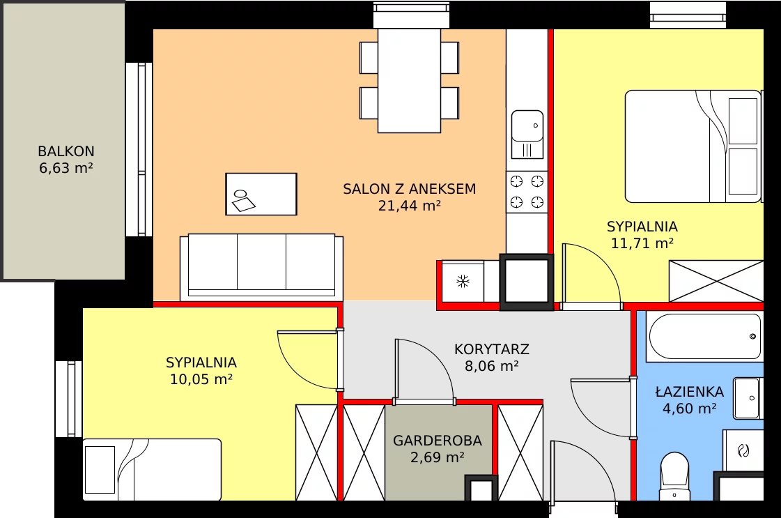 Zalety mieszkania 58.55 m², M.B8.02.18