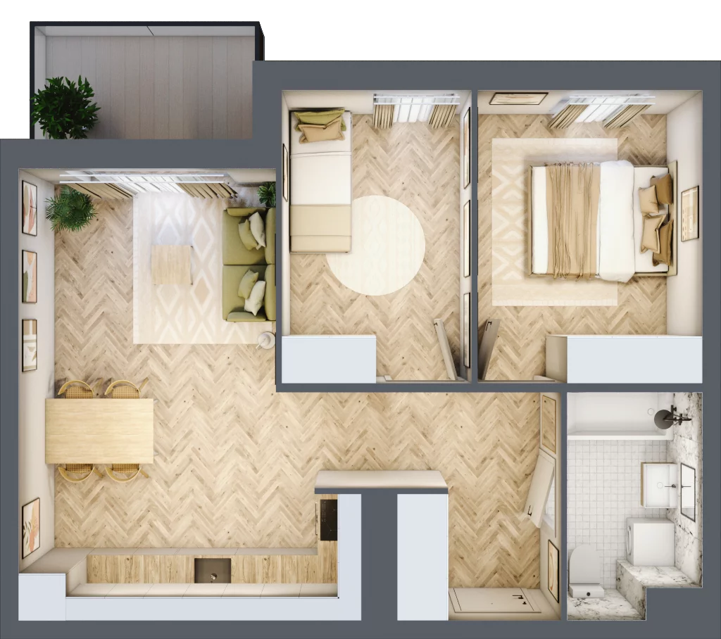 3 pokoje, mieszkanie 52,57 m², parter, oferta nr M.B8.00.25, Osiedle Harmonia, Toruń, Wrzosy, JAR, ul. Strobanda 3-5