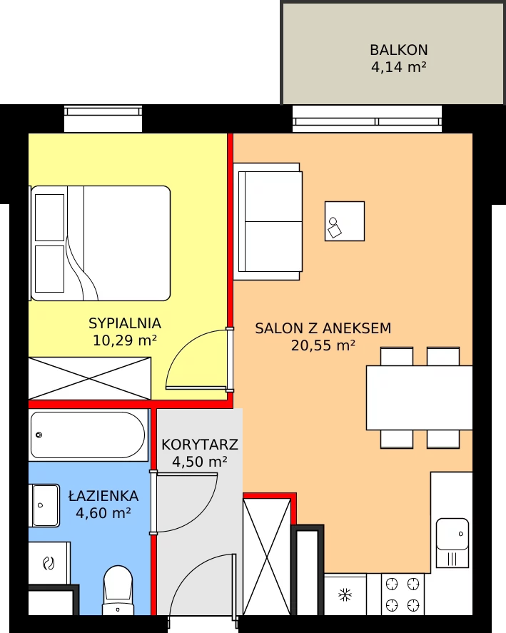 Zalety mieszkania 39.94 m², M.B8.01.37