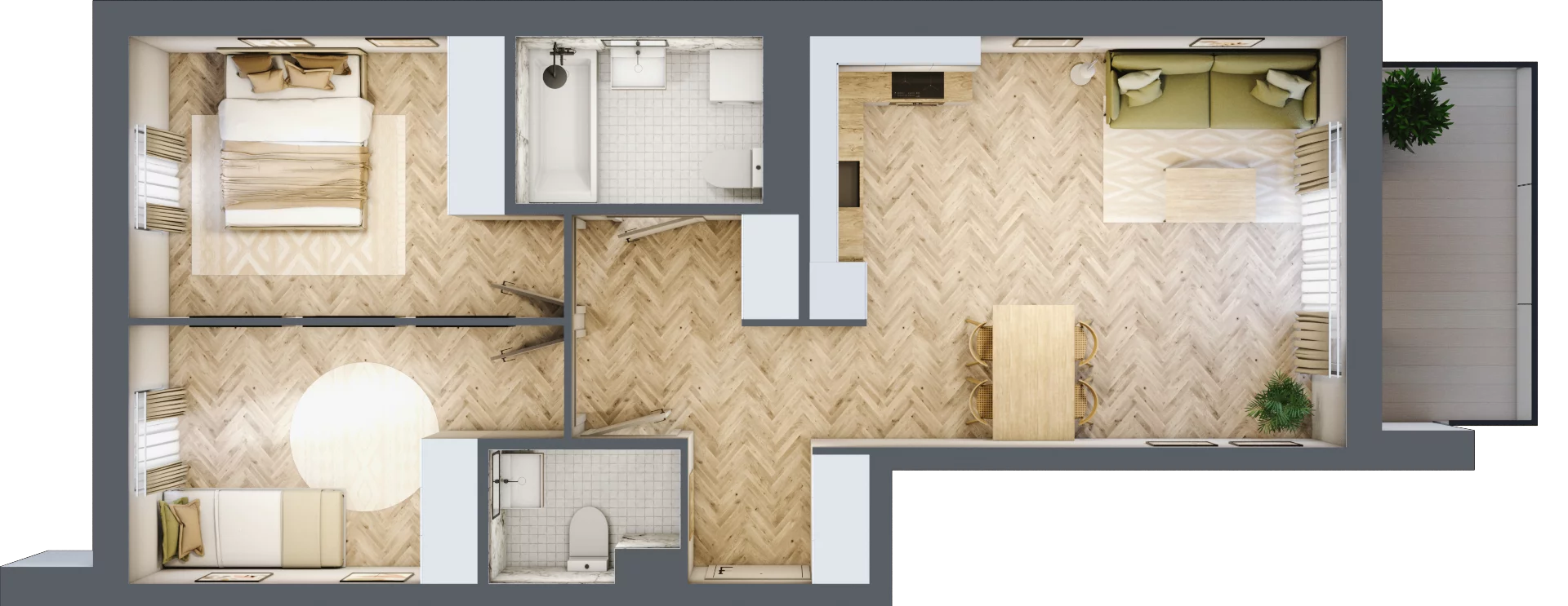 3 pokoje, mieszkanie 62,74 m², piętro 3, oferta nr M.B8.03.20, Osiedle Harmonia, Toruń, Wrzosy, JAR, ul. Strobanda 3-5