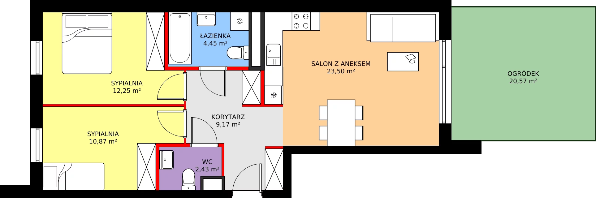 Zalety mieszkania 62.67 m², M.B8.00.02