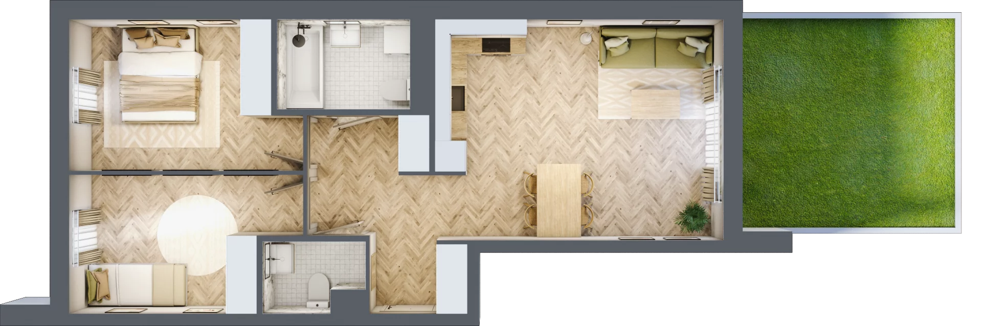 3 pokoje, mieszkanie 62,67 m², parter, oferta nr M.B8.00.02, Osiedle Harmonia, Toruń, Wrzosy, JAR, ul. Strobanda 3-5