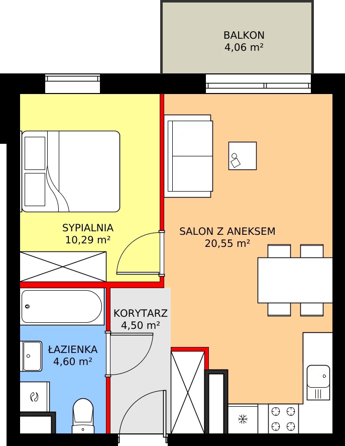 Zalety mieszkania 39.94 m², M.B8.02.44