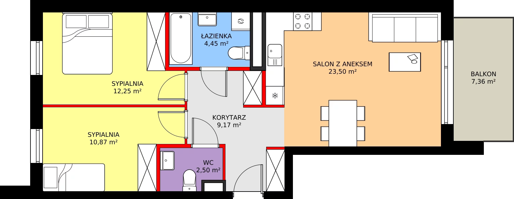 Zalety mieszkania 62.74 m², M.B8.01.08