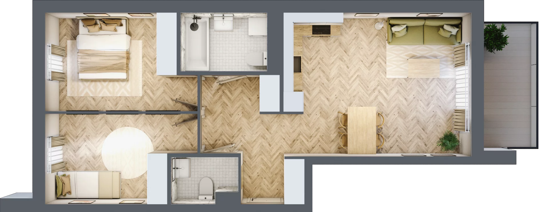 3 pokoje, mieszkanie 62,74 m², piętro 1, oferta nr M.B8.01.08, Osiedle Harmonia, Toruń, Wrzosy, JAR, ul. Strobanda 3-5