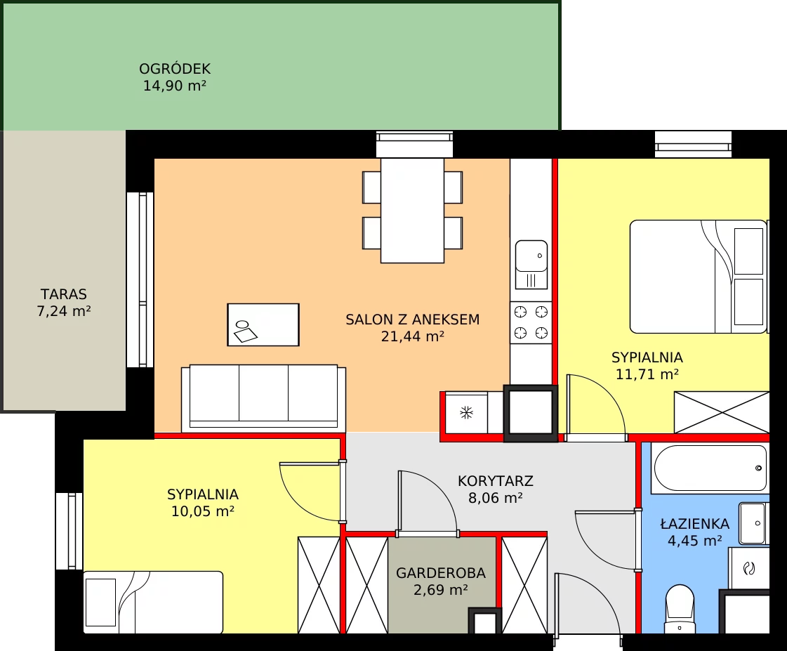 Zalety mieszkania 58.4 m², M.B8.00.06