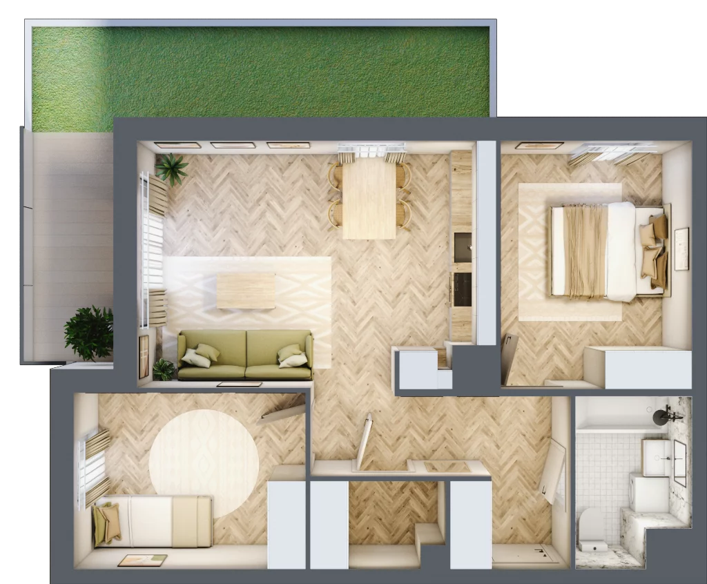 3 pokoje, mieszkanie 58,40 m², parter, oferta nr M.B8.00.06, Osiedle Harmonia, Toruń, Wrzosy, JAR, ul. Strobanda 3-5
