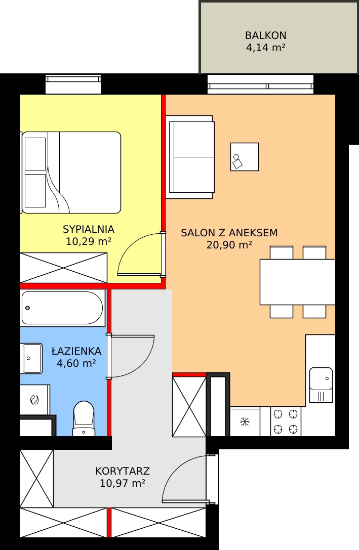 Zalety mieszkania 46.77 m², M.B8.00.30