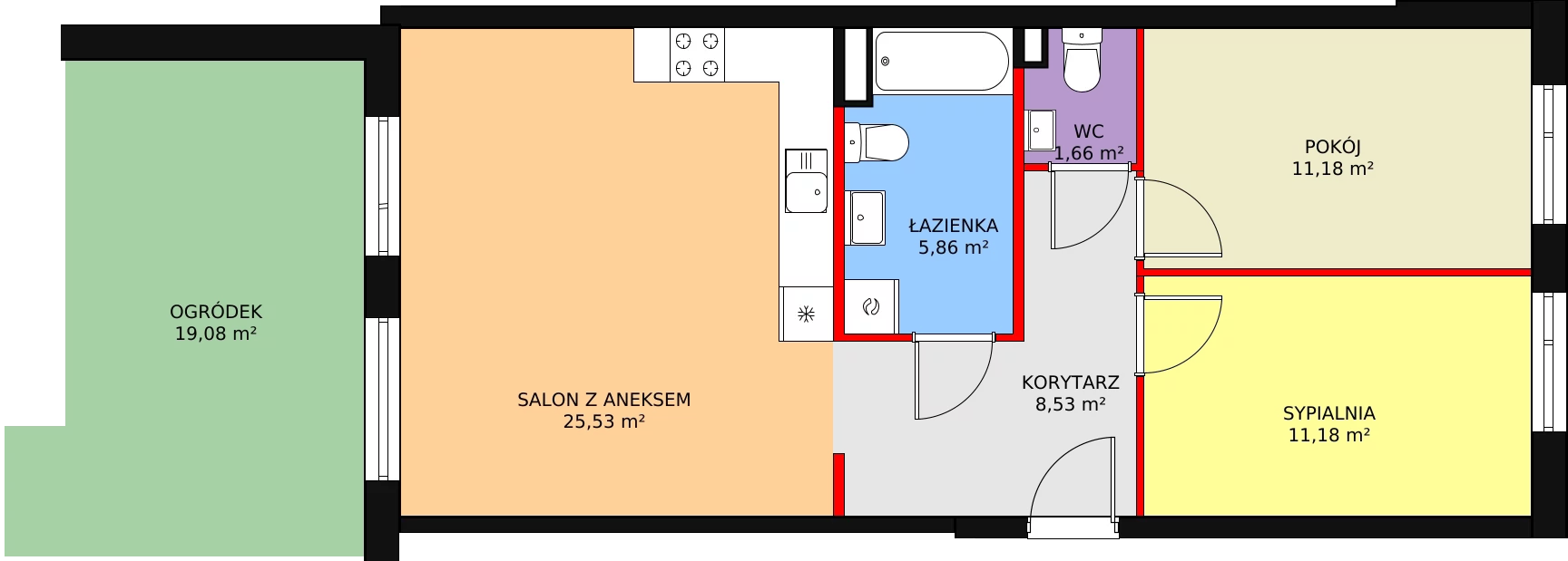 Mieszkanie 63,94 m², parter, oferta nr B.00.03, Okólna 123, Toruń, Stawki, ul. Okólna 123