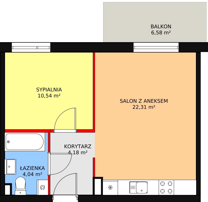 Mieszkanie 41,07 m², parter, oferta nr B.00.12, Okólna 123, Toruń, Stawki, ul. Okólna 123