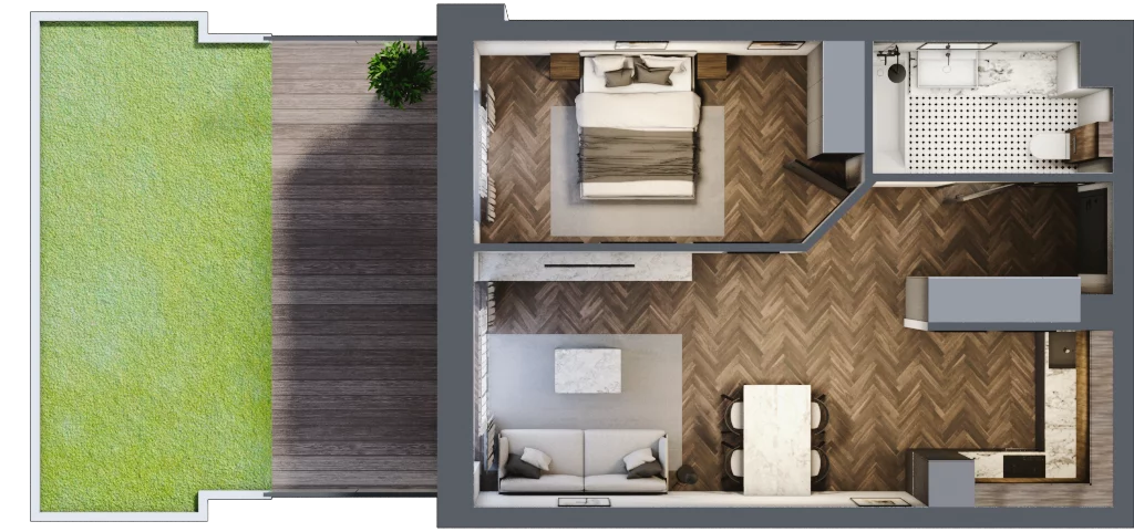 2 pokoje, mieszkanie 47,97 m², przyziemie, oferta nr A-00-03, Nobilis, Toruń, Na Skarpie, ul. Przy Skarpie 10D