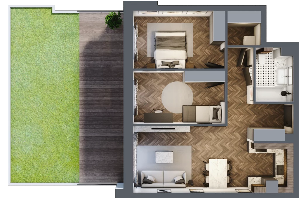 3 pokoje, mieszkanie 64,35 m², przyziemie, oferta nr A-00-02, Nobilis, Toruń, Na Skarpie, ul. Przy Skarpie 10D