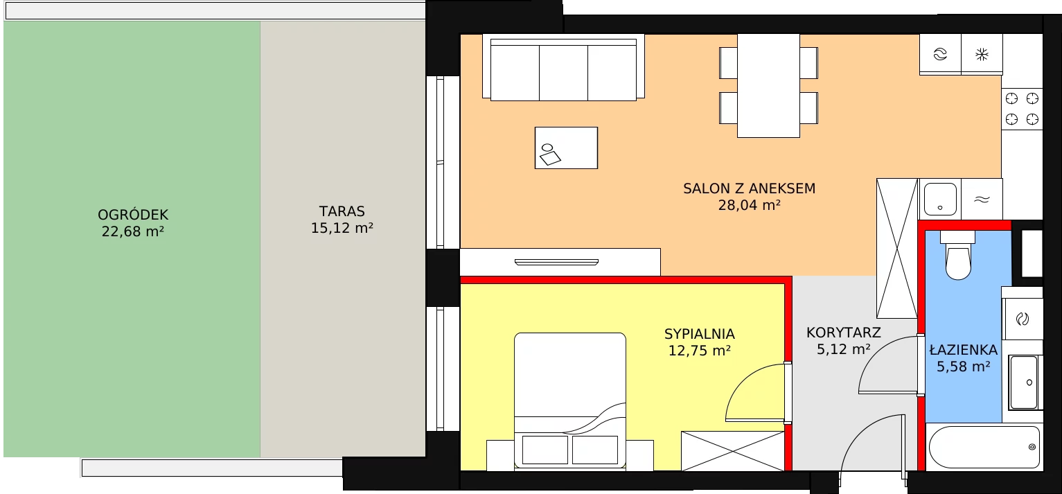 2 pokoje, mieszkanie 51,49 m², parter, oferta nr A-00-01, Nobilis, Toruń, Na Skarpie, ul. Przy Skarpie 10D