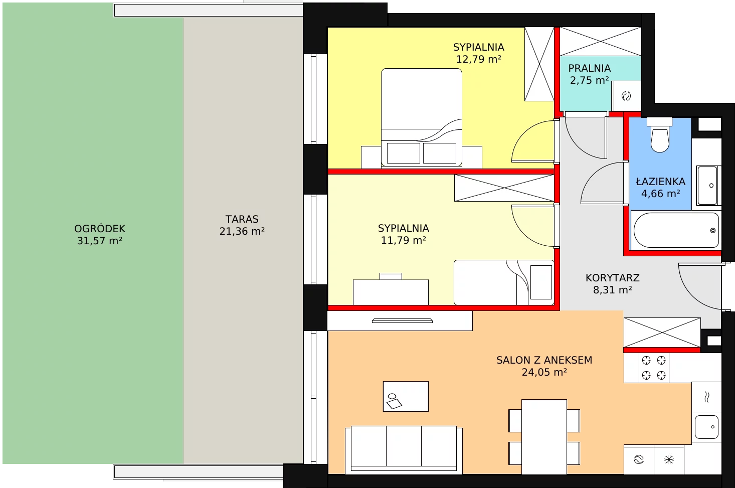 3 pokoje, mieszkanie 64,35 m², przyziemie, oferta nr A-00-02, Nobilis, Toruń, Na Skarpie, ul. Przy Skarpie 10D