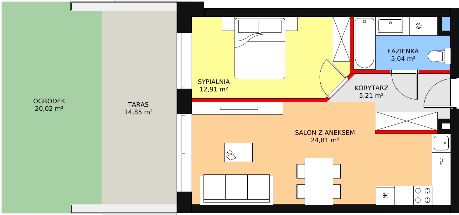 Mieszkanie 47,97 m², przyziemie, oferta nr A-00-03, Nobilis, Toruń, Na Skarpie, ul. Przy Skarpie 10D