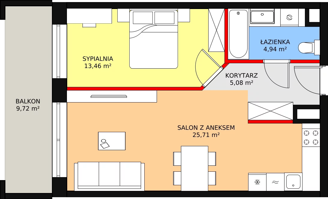 2 pokoje, mieszkanie 49,19 m², piętro 1, oferta nr C-01-08, Nobilis, Toruń, Na Skarpie, ul. Przy Skarpie 10D