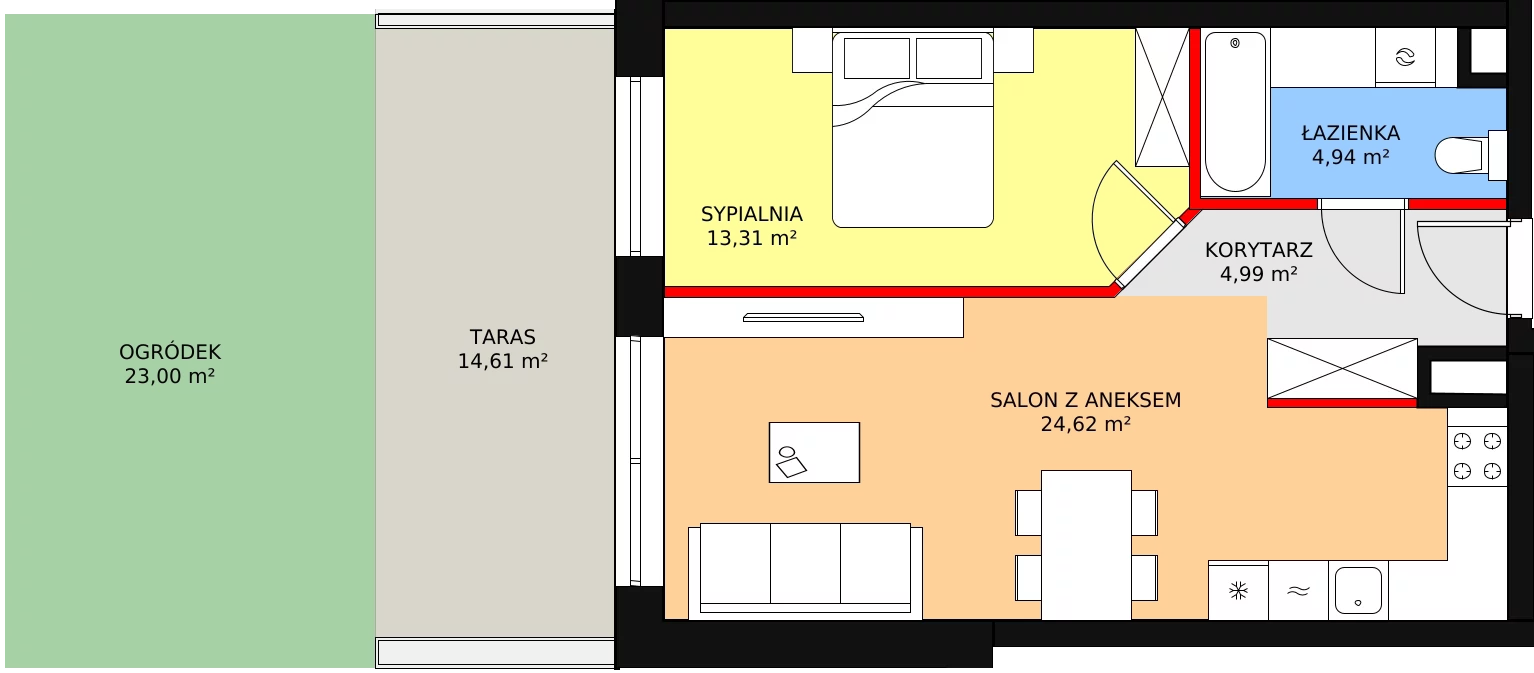 Mieszkanie 47,86 m², parter, oferta nr D-00-02, Nobilis, Toruń, Na Skarpie, ul. Przy Skarpie 10D