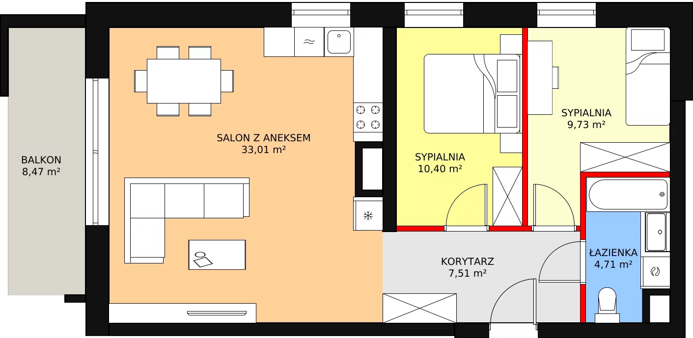 Mieszkanie 65,36 m², piętro 2, oferta nr D.02-15, Nobilis, Toruń, Na Skarpie, ul. Przy Skarpie 10D