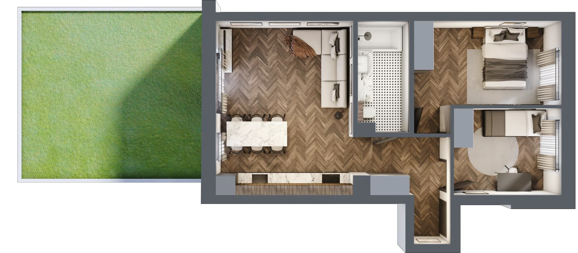 3 pokoje, mieszkanie 55,49 m², parter, oferta nr 3, Sobieskiego 29, Toruń, Jakubskie Przedmieście, ul. Sobieskiego 29