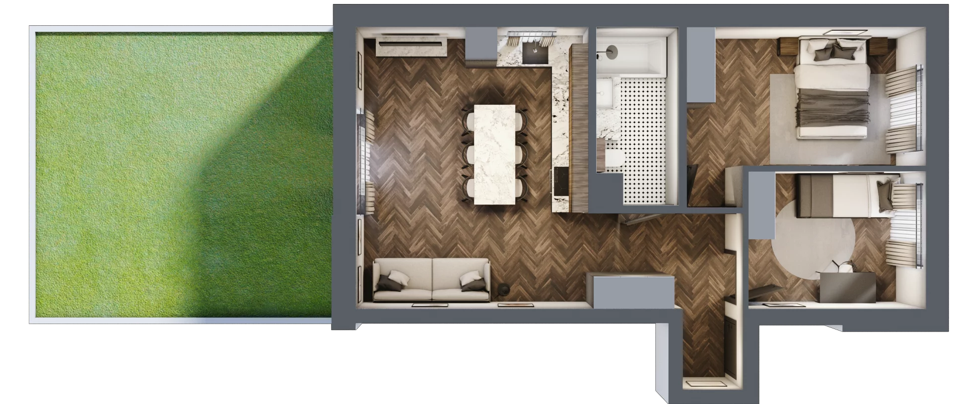3 pokoje, mieszkanie 54,66 m², parter, oferta nr 26, Sobieskiego 29, Toruń, Jakubskie Przedmieście, ul. Sobieskiego 29