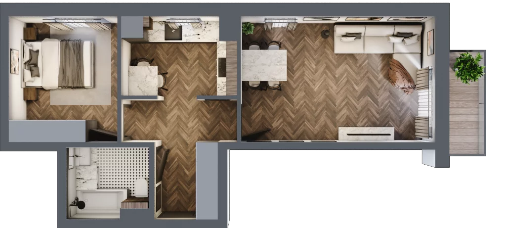 2 pokoje, mieszkanie 46,81 m², piętro 1, oferta nr 4, Sobieskiego 29, Toruń, Jakubskie Przedmieście, ul. Sobieskiego 29