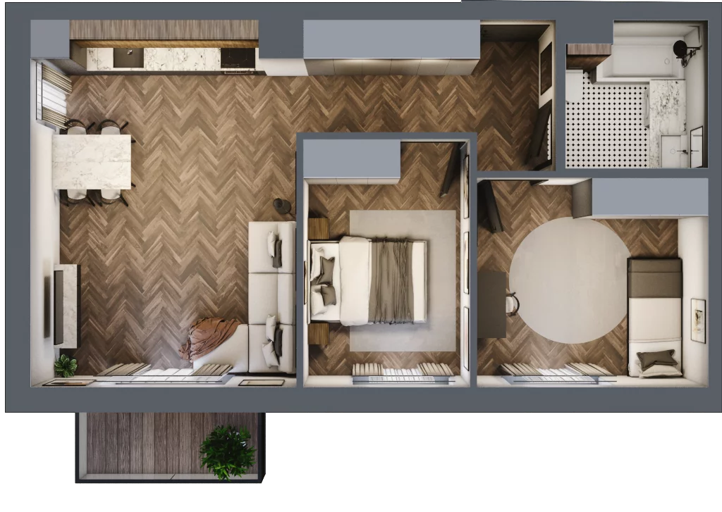 3 pokoje, mieszkanie 57,01 m², piętro 1, oferta nr 5, Sobieskiego 29, Toruń, Jakubskie Przedmieście, ul. Sobieskiego 29