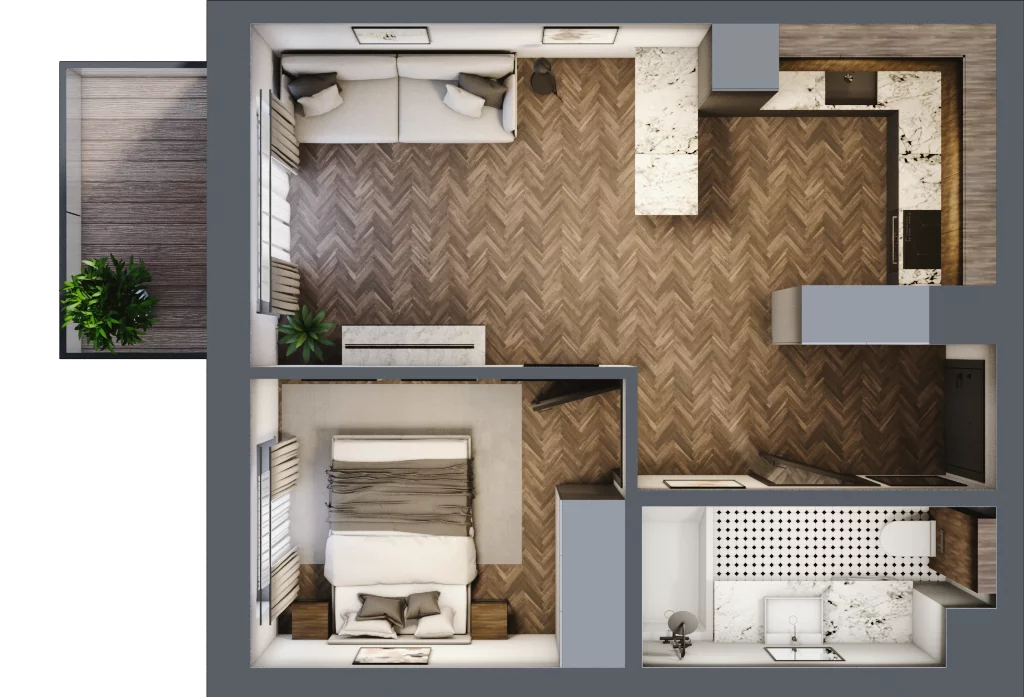 2 pokoje, mieszkanie 36,66 m², piętro 1, oferta nr 6, Sobieskiego 29, Toruń, Jakubskie Przedmieście, ul. Sobieskiego 29