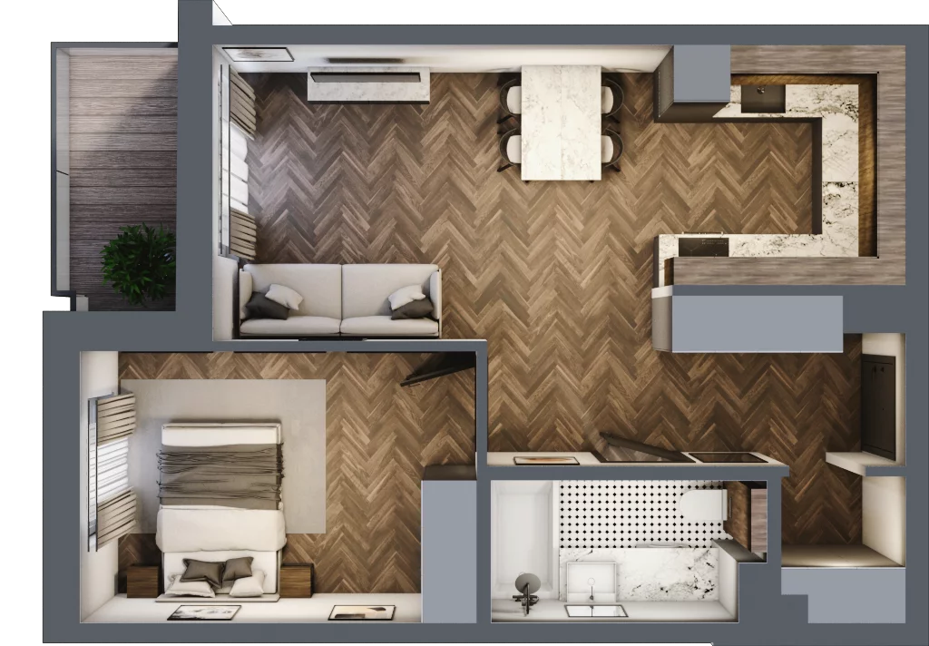 2 pokoje, mieszkanie 46,13 m², piętro 1, oferta nr 7, Sobieskiego 29, Toruń, Jakubskie Przedmieście, ul. Sobieskiego 29