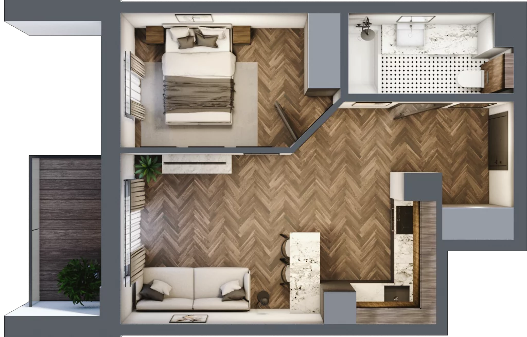 2 pokoje, mieszkanie 38,12 m², piętro 1, oferta nr 28, Sobieskiego 29, Toruń, Jakubskie Przedmieście, ul. Sobieskiego 29