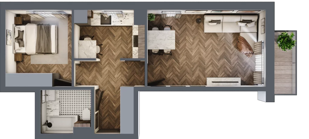 2 pokoje, mieszkanie 46,87 m², piętro 3, oferta nr 16, Sobieskiego 29, Toruń, Jakubskie Przedmieście, ul. Sobieskiego 29