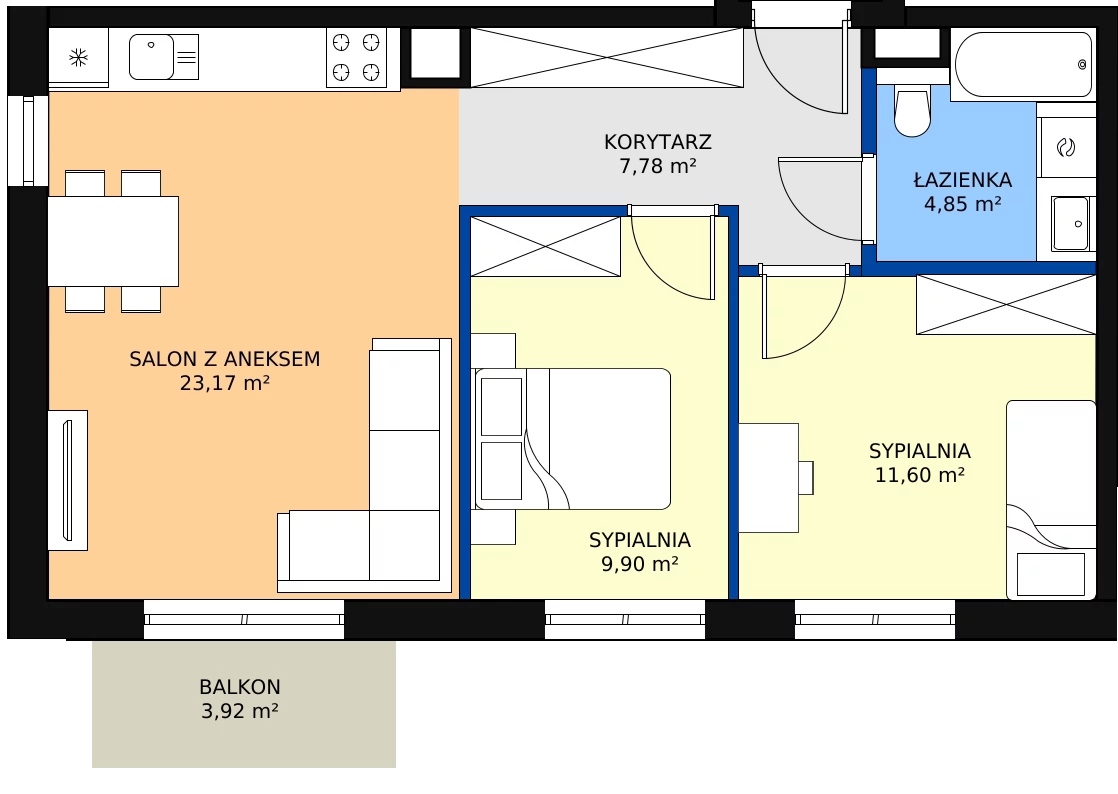 Zalety mieszkania 57.3 m², 17