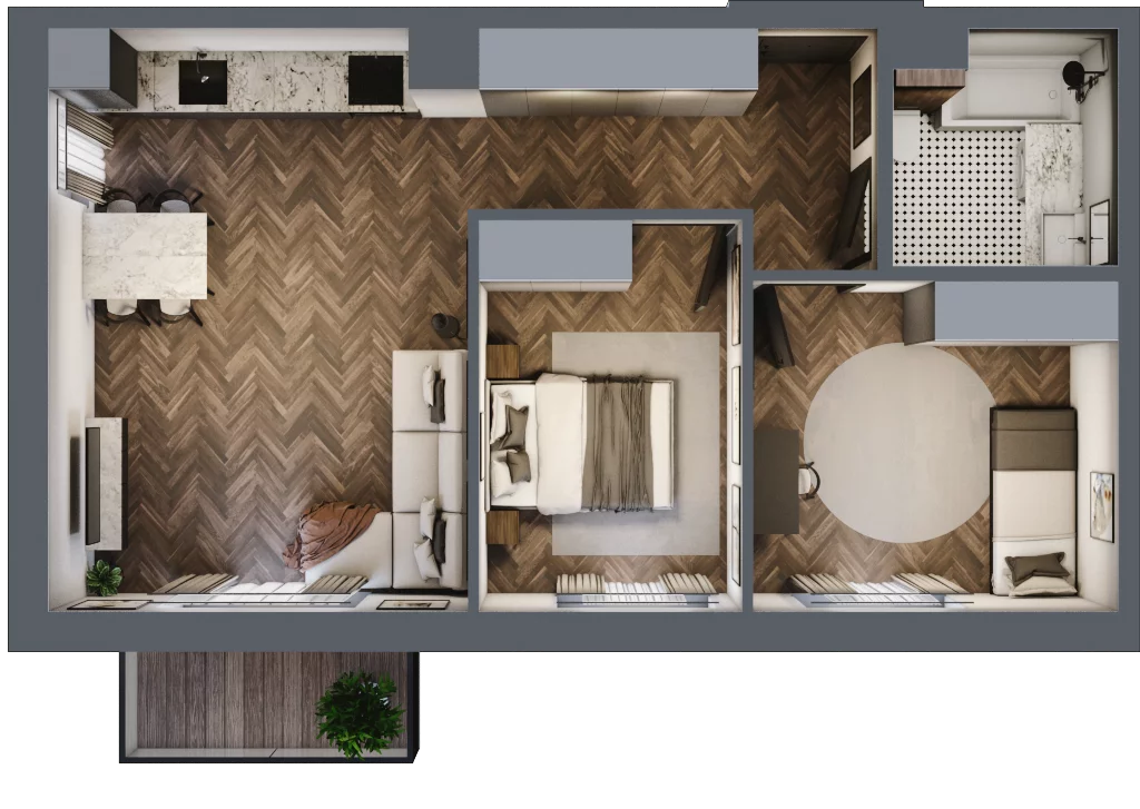 3 pokoje, mieszkanie 57,30 m², piętro 3, oferta nr 17, Sobieskiego 29, Toruń, Jakubskie Przedmieście, ul. Sobieskiego 29