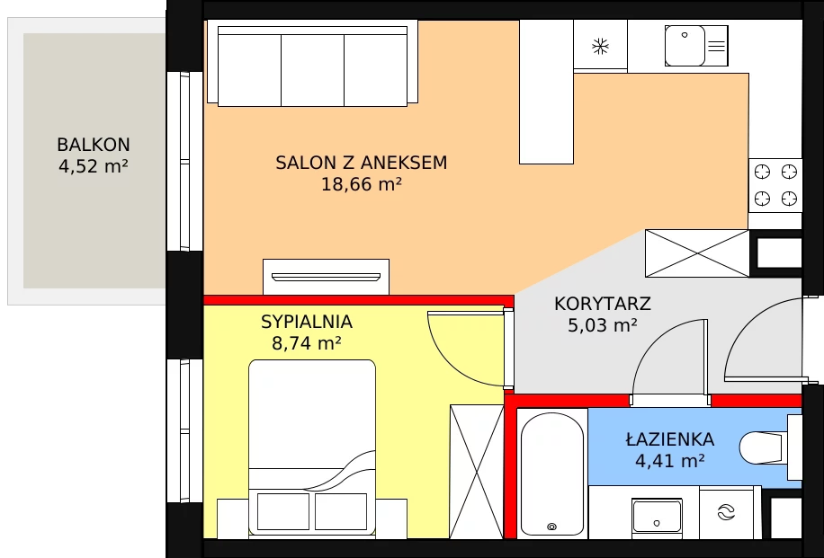 Mieszkanie 36,84 m², piętro 3, oferta nr 18, Sobieskiego 29, Toruń, Jakubskie Przedmieście, ul. Sobieskiego 29