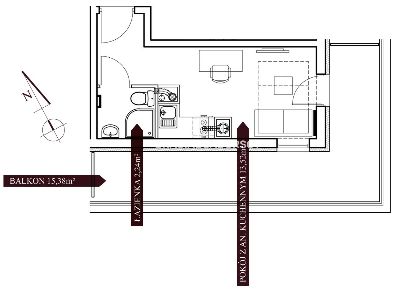 1 pokój, mieszkanie 15,76 m², piętro 4, oferta nr , BS2-MS-280693-126, Kraków, Prądnik Czerwony, al. 29 Listopada