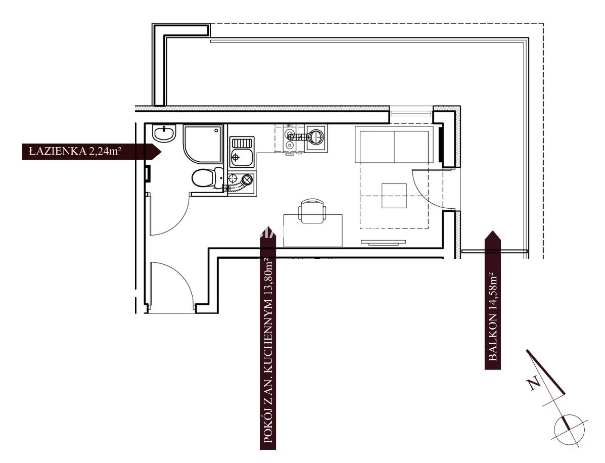 1 pokój, mieszkanie 16,04 m², piętro 4, oferta nr , BS2-MS-296106-94, Kraków, Prądnik Czerwony, al. 29 Listopada