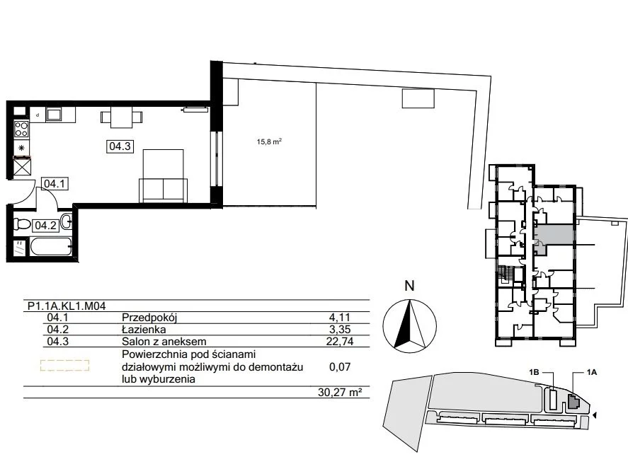 1 pokój, mieszkanie 30,19 m², piętro 1, oferta nr , BS2-MS-310799-122, Kraków, Bieżanów-Prokocim, Osiedle Złocień, Agatowa