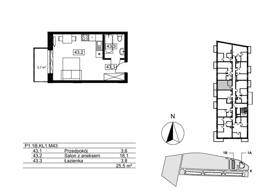 1 pokój, mieszkanie 25,72 m², piętro 1, oferta nr , BS2-MS-310819-122, Kraków, Bieżanów-Prokocim, Osiedle Złocień, Agatowa