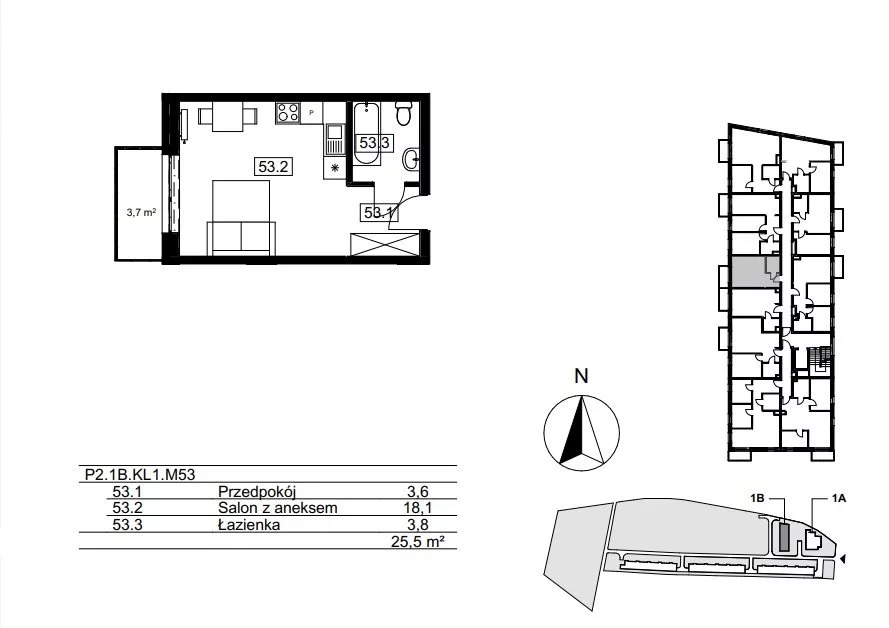1 pokój, mieszkanie 25,72 m², piętro 2, oferta nr , BS2-MS-310830-122, Kraków, Bieżanów-Prokocim, Osiedle Złocień, Agatowa