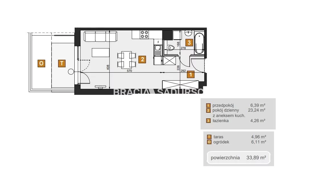 1 pokój, mieszkanie 33,89 m², parter, oferta nr , BS2-MS-307081-7, Kraków, Dębniki, Babińskiego