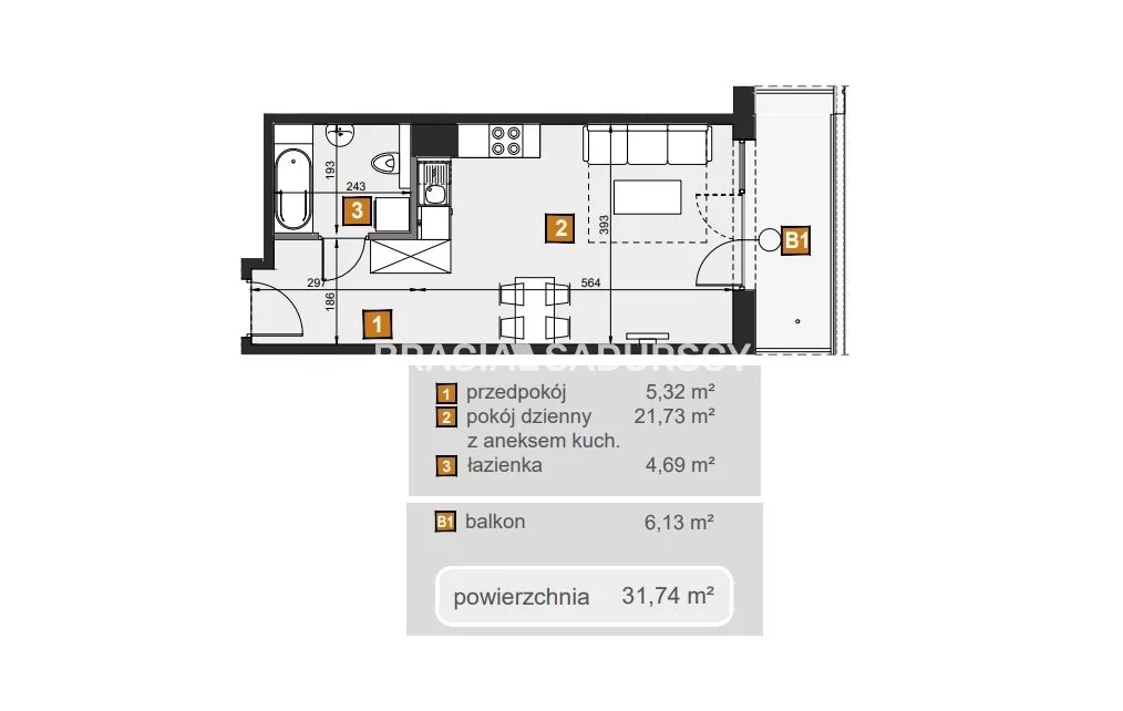 1 pokój, mieszkanie 31,74 m², piętro 1, oferta nr , BS2-MS-307127-7, Kraków, Dębniki, Babińskiego