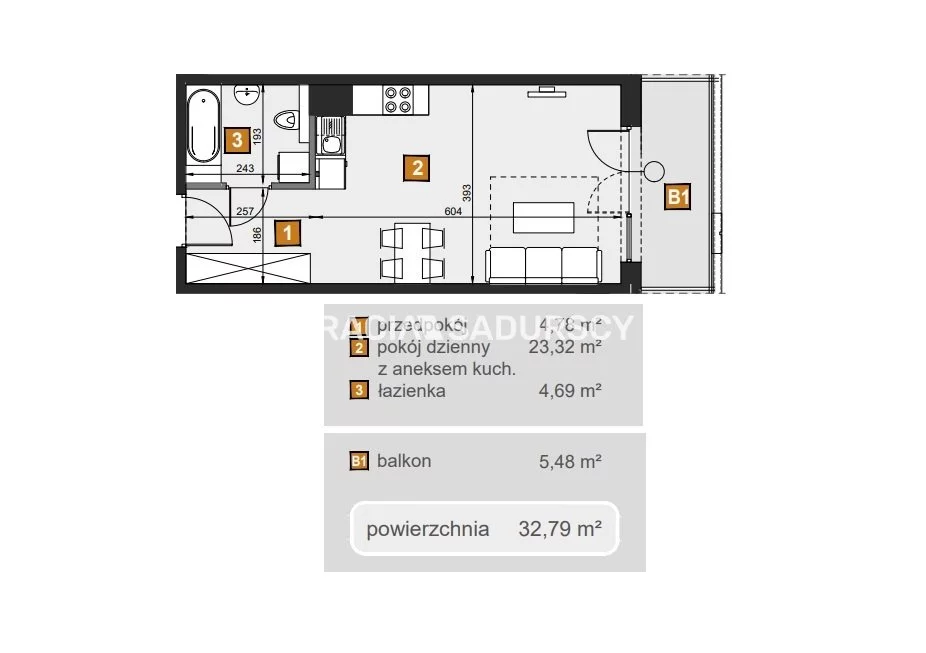 1 pokój, mieszkanie 32,79 m², piętro 2, oferta nr , BS2-MS-307138-7, Kraków, Dębniki, Babińskiego