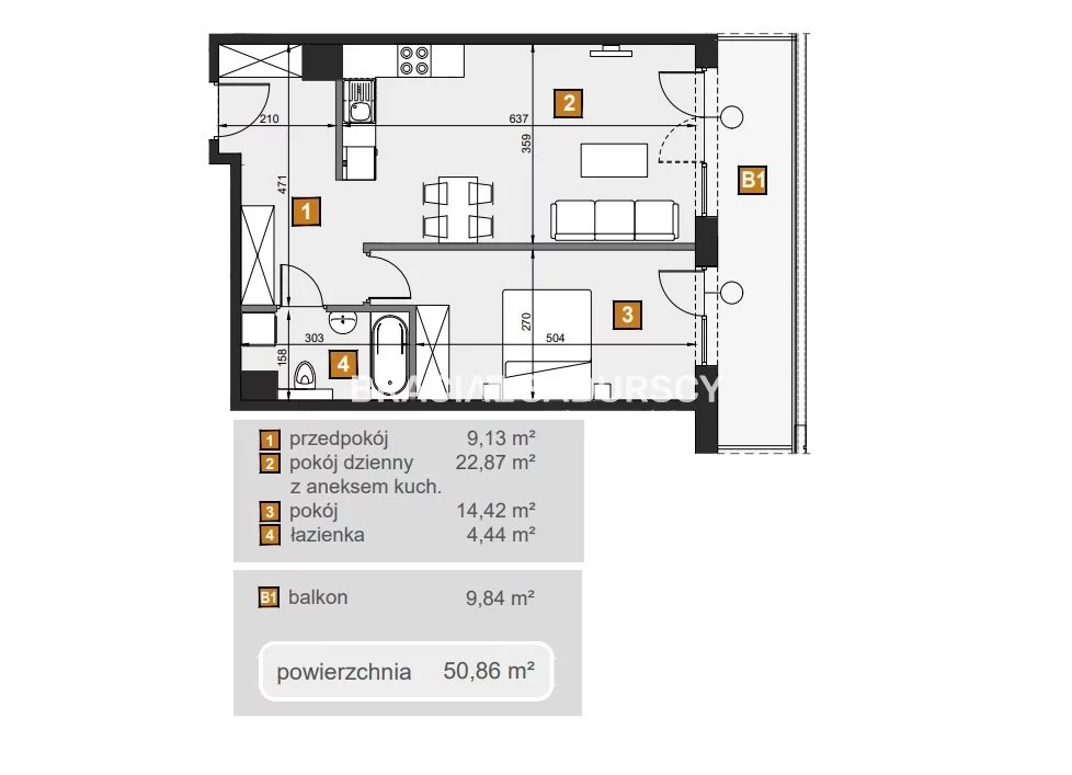 1 pokój, mieszkanie 50,86 m², piętro 3, oferta nr , BS2-MS-307171-7, Kraków, Dębniki, Babińskiego