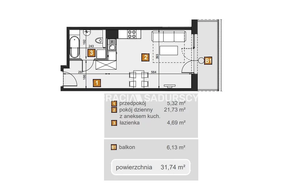 1 pokój, mieszkanie 31,74 m², piętro 4, oferta nr , BS2-MS-307178-6, Kraków, Dębniki, Babińskiego
