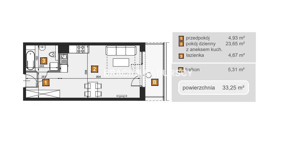 1 pokój, mieszkanie 33,25 m², piętro 1, oferta nr , BS2-MS-307658-8, Kraków, Dębniki, Babińskiego