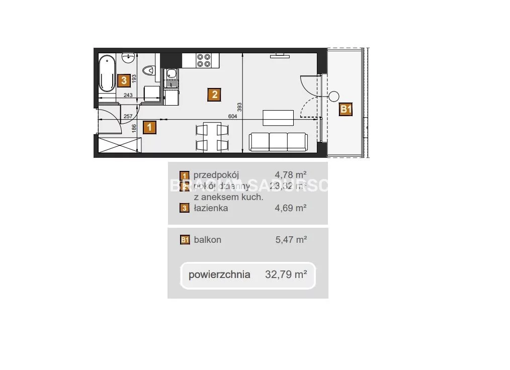 1 pokój, mieszkanie 32,79 m², piętro 1, oferta nr , BS2-MS-307604-8, Kraków, Dębniki, Babińskiego