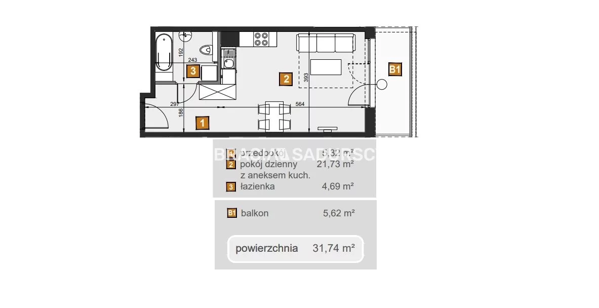 1 pokój, mieszkanie 31,74 m², piętro 5, oferta nr , BS2-MS-307626-8, Kraków, Dębniki, Babińskiego