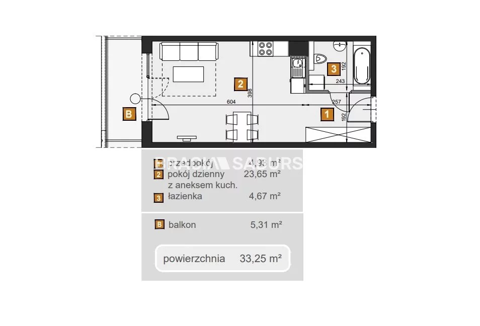 1 pokój, mieszkanie 33,25 m², piętro 2, oferta nr , BS2-MS-307663-7, Kraków, Dębniki, Babińskiego