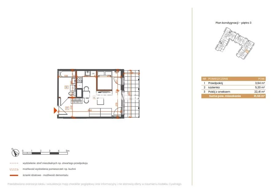 1 pokój, mieszkanie 31,45 m², piętro 3, oferta nr , BS2-MS-309068-5, Katowice, Ceglana