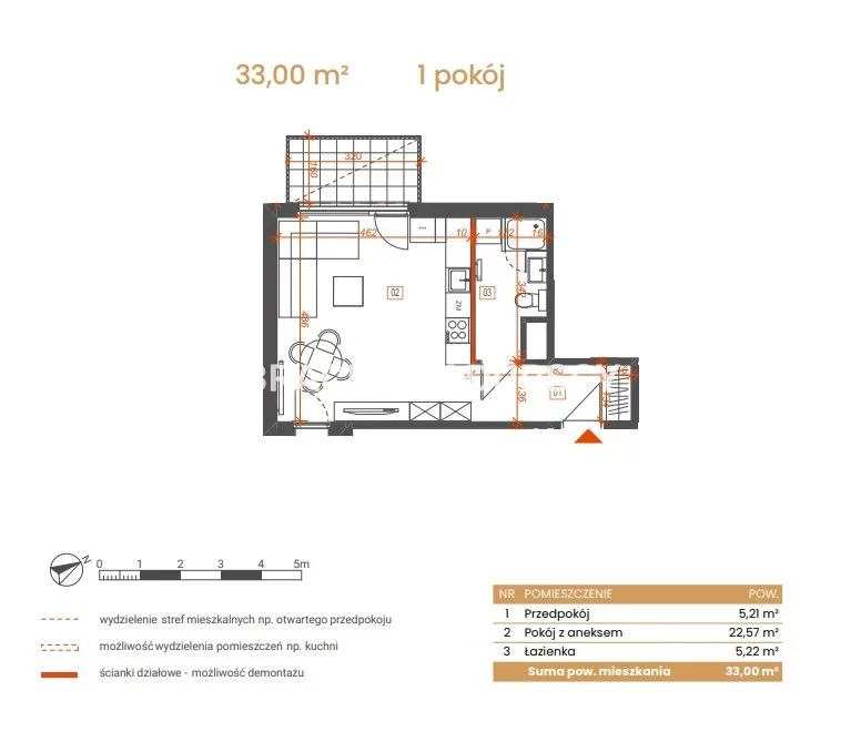 1 pokój, mieszkanie 33,00 m², piętro 5, oferta nr , BS2-MS-309070-5, Katowice, Ceglana